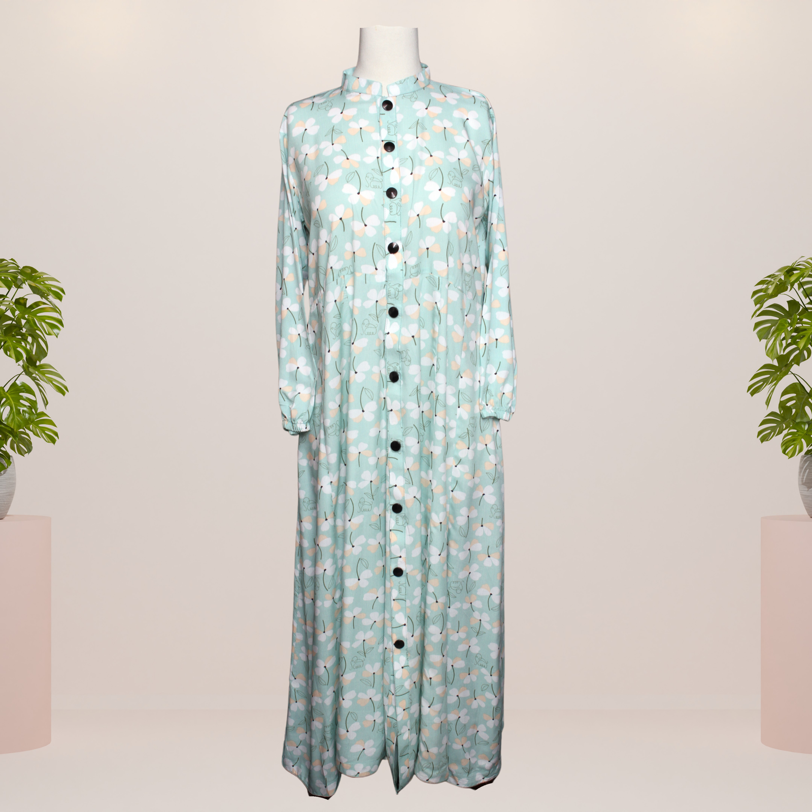 Linen Button-Down Long Dress